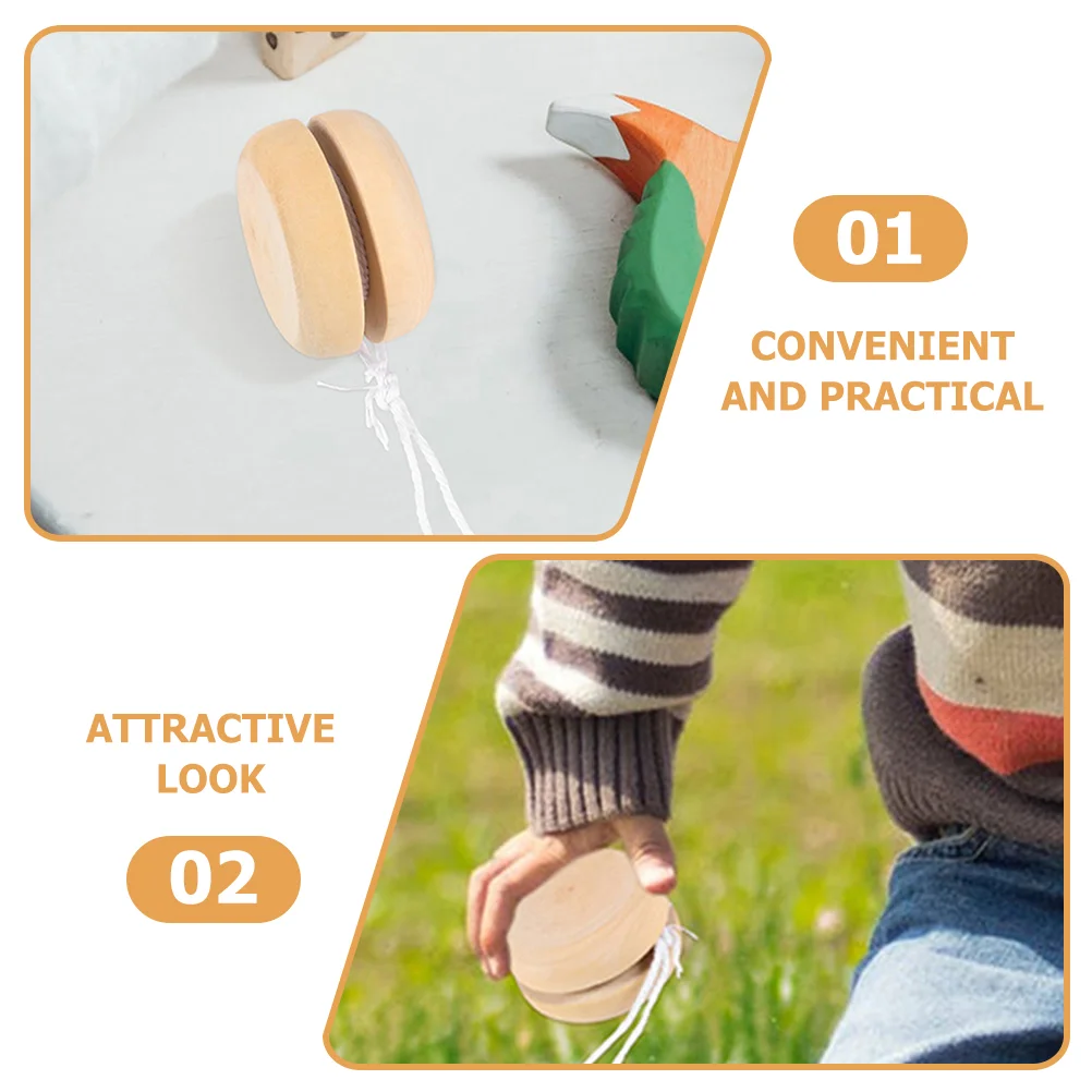 4 Pcs Toy Yo-Yo Unfinished Balls Cognitive Playthings Blank Wooden Graffiti Khaki Toddlers