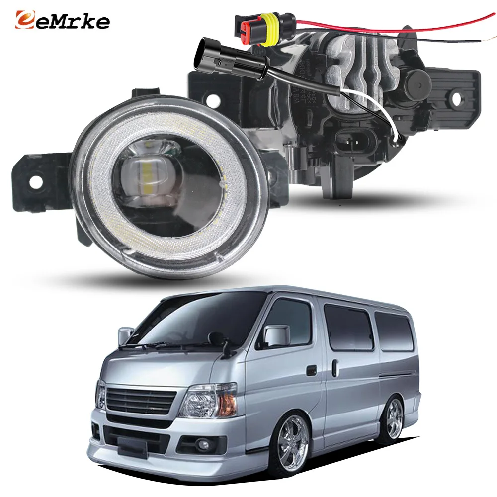 30W LED Car Fog Lights PTF with Clear Lens + Angel Eye DRL for Nissan Caravan IV E25 Urvan Isuzu Como 2005-2011 Exterior Light