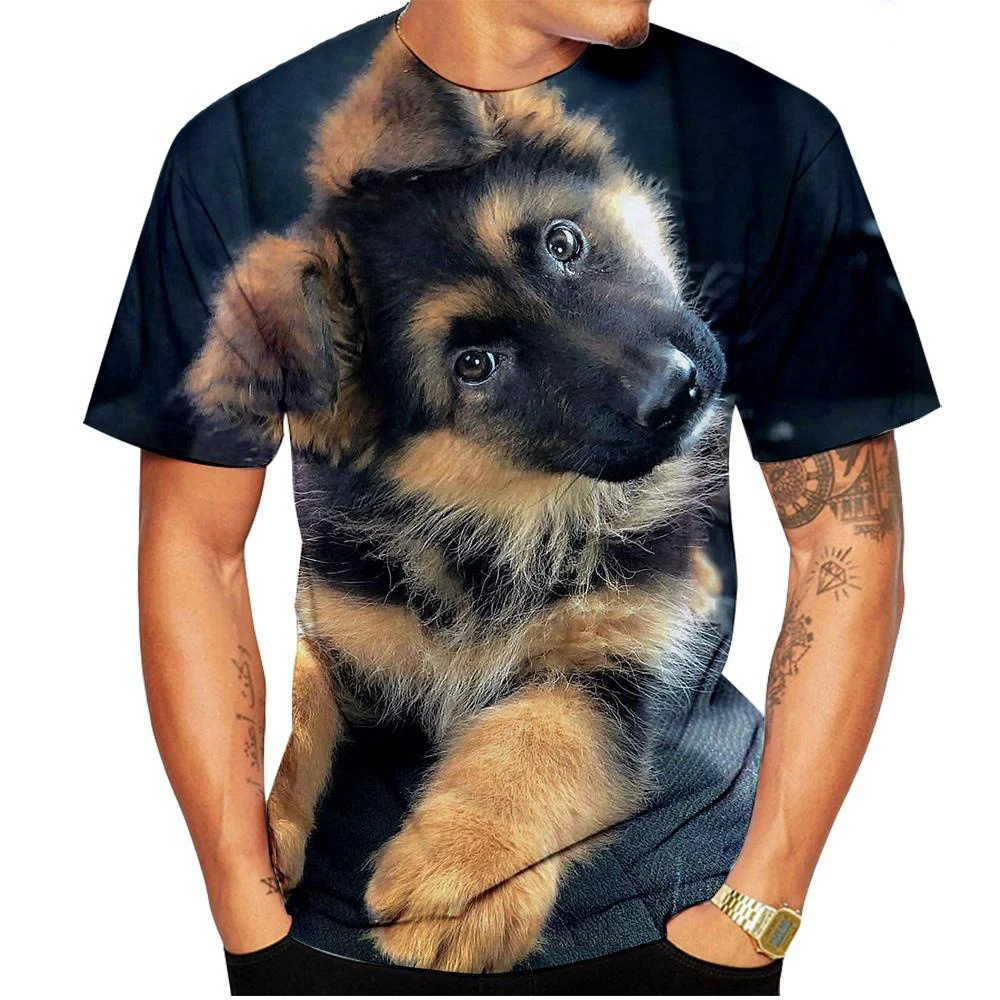 Fashion Funny Dog T Shirts Cute German Shepherd 3D Print Men Woman Streetwear T-Shirt Oversized Harajuku Kids Tops Tees Clothing