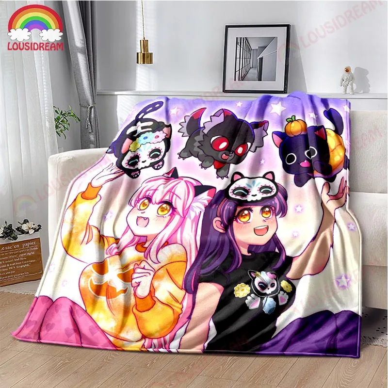 Cartoon Game Blanket Cute Aphmau with Wings Flannel Pink Warm Throw Blanket for Bed Bedroom Sofa Travel Picnic Blanket Girl Gift