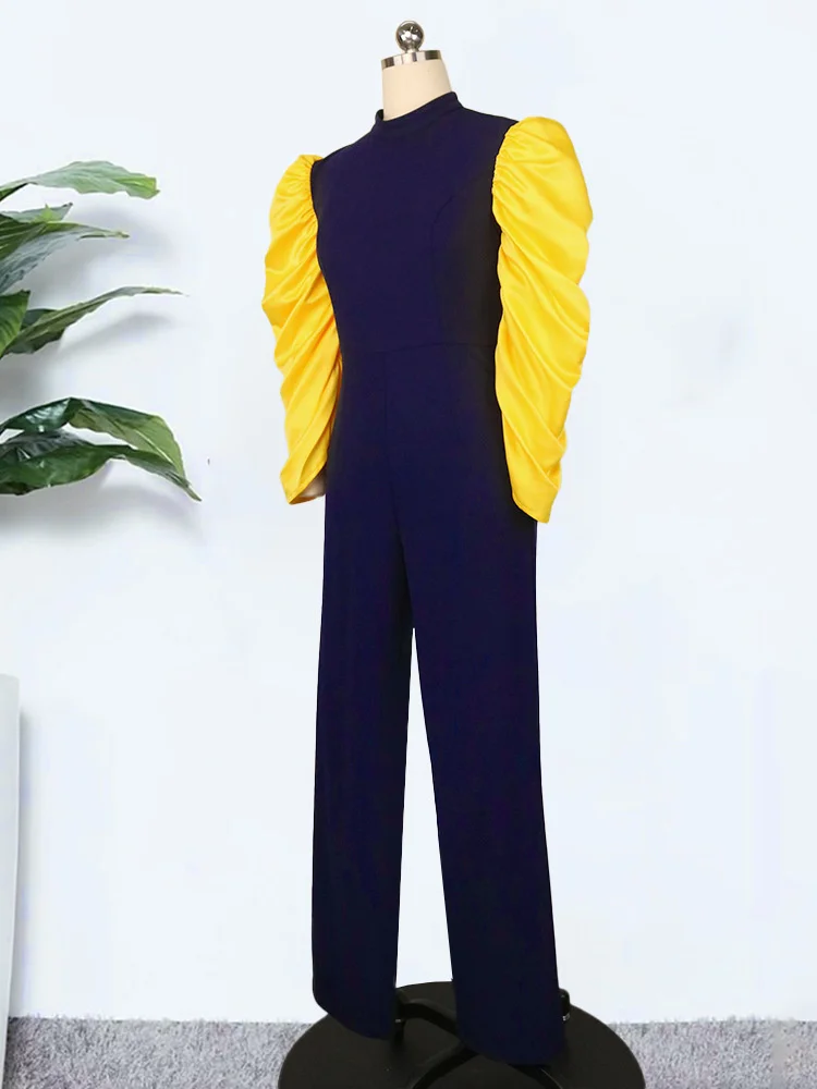 Grote Maat Commuter Comfortabele Slim Fit Ademend Onepiece Broek Vet Haalde Geplooide Mouwen Werkplek Plus Size Jumpsuit