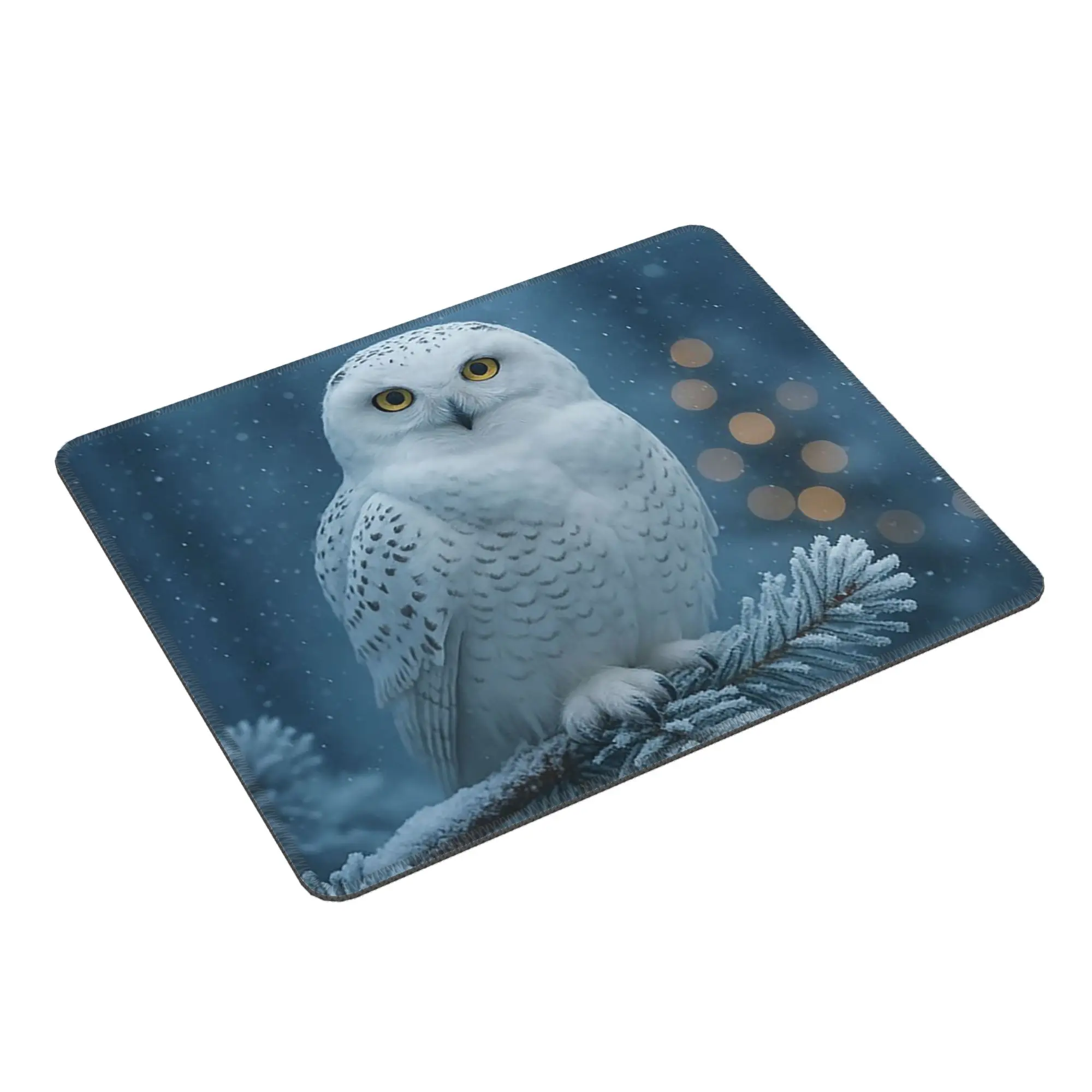 White Owl On Snow Covered Branches Mouse Pad Computer Keyboard Mouse Mat Gaming PC Laptop Desk Mat Office Accessories Table Mats