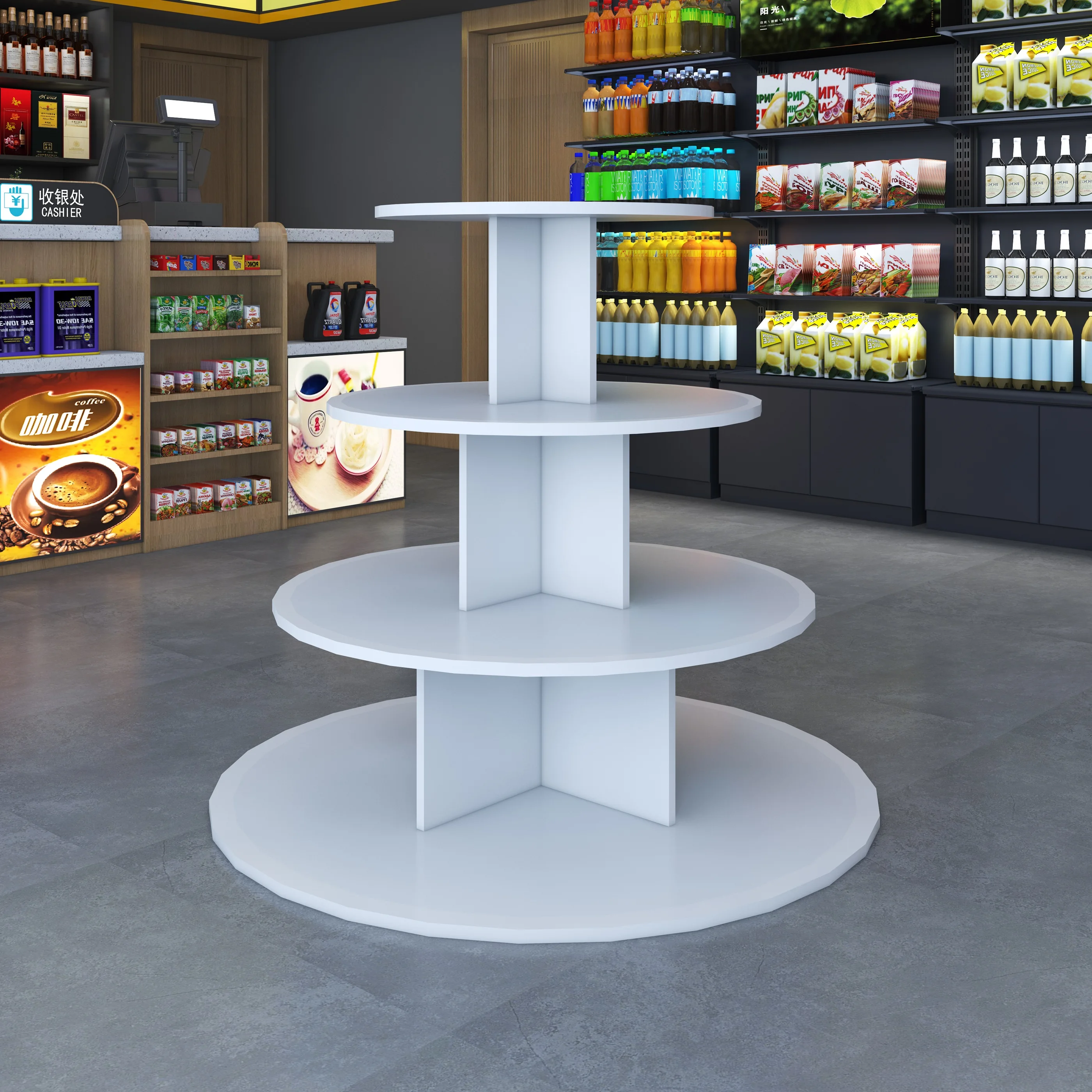 Wooden Supermarket Stack Head Shelf Showcase Maternal and Infant Convenience Store Showcase Snack