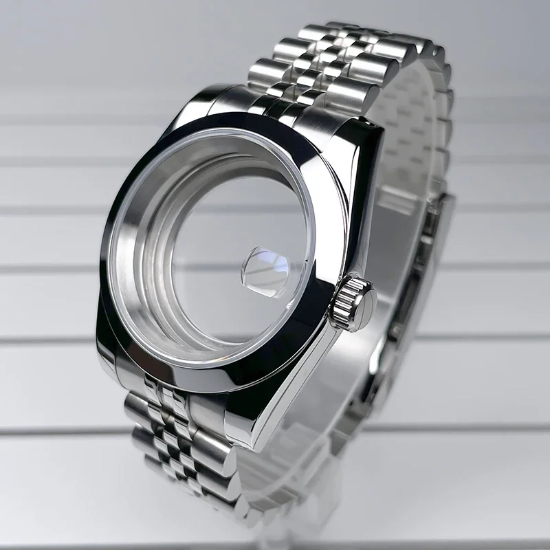 39mm DJ NH35 Case Steel Flat Bezel Sapphire Glass 28.5mm Dial For Seiko Mod Modification Parts Fit NH35 NH36 Movement Watch Case