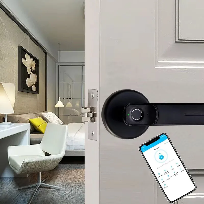 

BLE Electronic Digital Door Lock Biometric Fingerprint Handle Zinc Alloy Bluetooth TT Lock Smart Home Locks