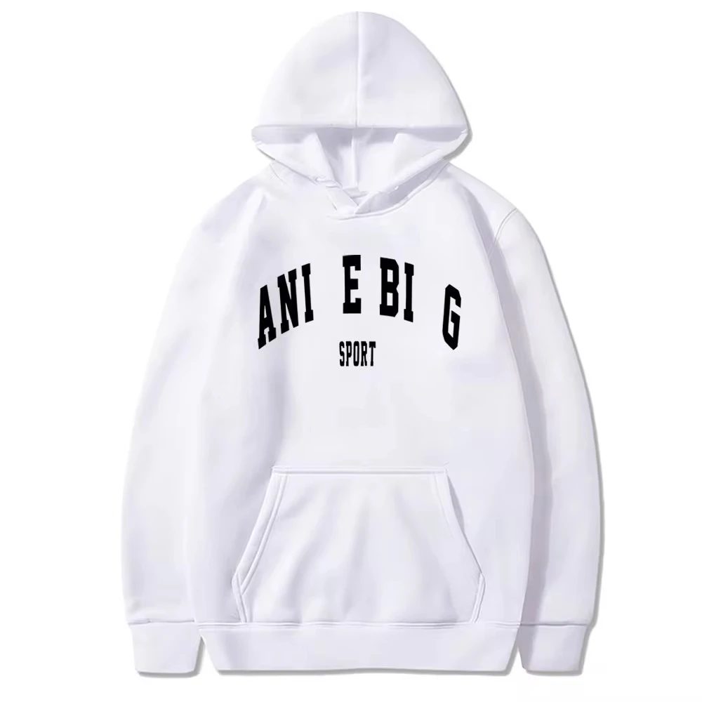 Cross Border ANINE Letter Printed Hoody Fashionable Autumn and Winter Plus Fleece Hoodie Loose Sports Hoodie for Men and Women