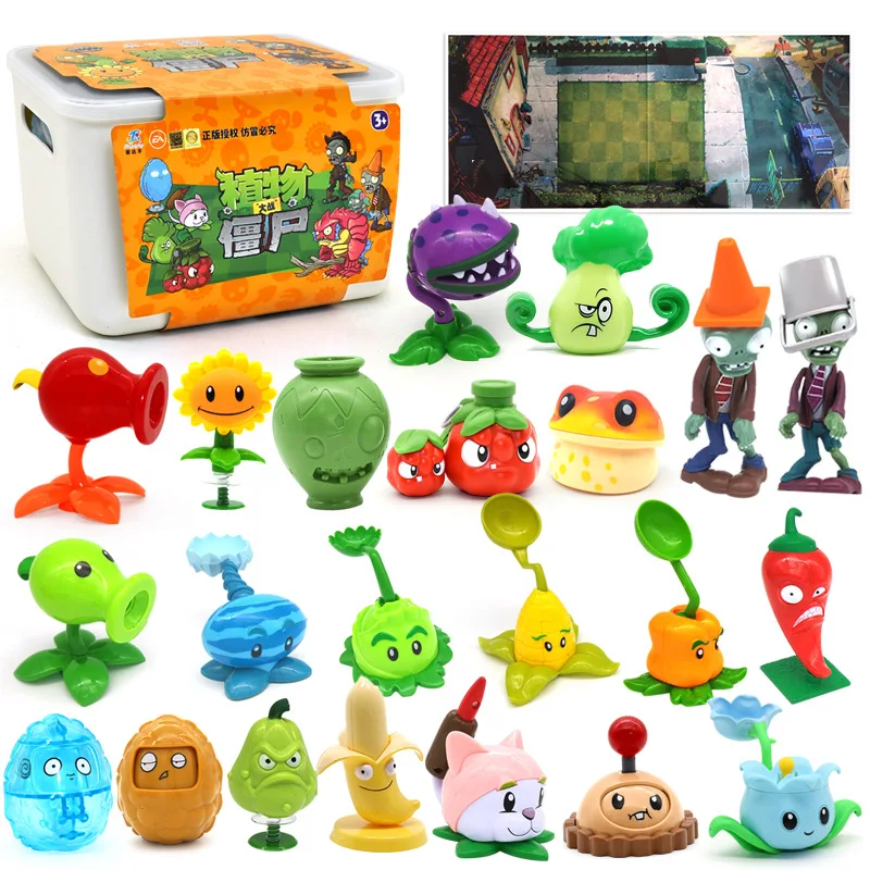 Plants V.S. Zombies 686-37 Shootable Toy Set 22 Pcs With Storage Box Model Toys Anime Figure Collectible Ornament Gift For Fans