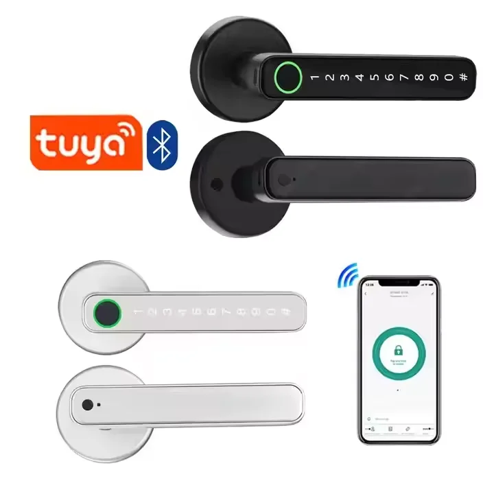 

Fingerprint Smart Keyless Handle Door Lever lock Home For Office Hotel Apartment Bedroom