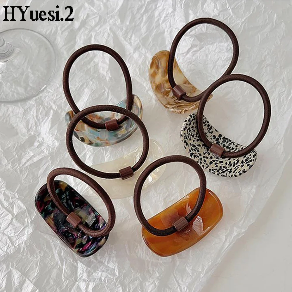 Simple Oval Acetic Cuff Hair Ties Women Girls Vintage Elastic Geometric Charms Ponytail Holder Hair Rope