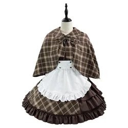Detective Lolita Maid Cosplay Costumes British College Style Girl Detective Dress Uniforms Girls Maid Party Costumes S -5XL