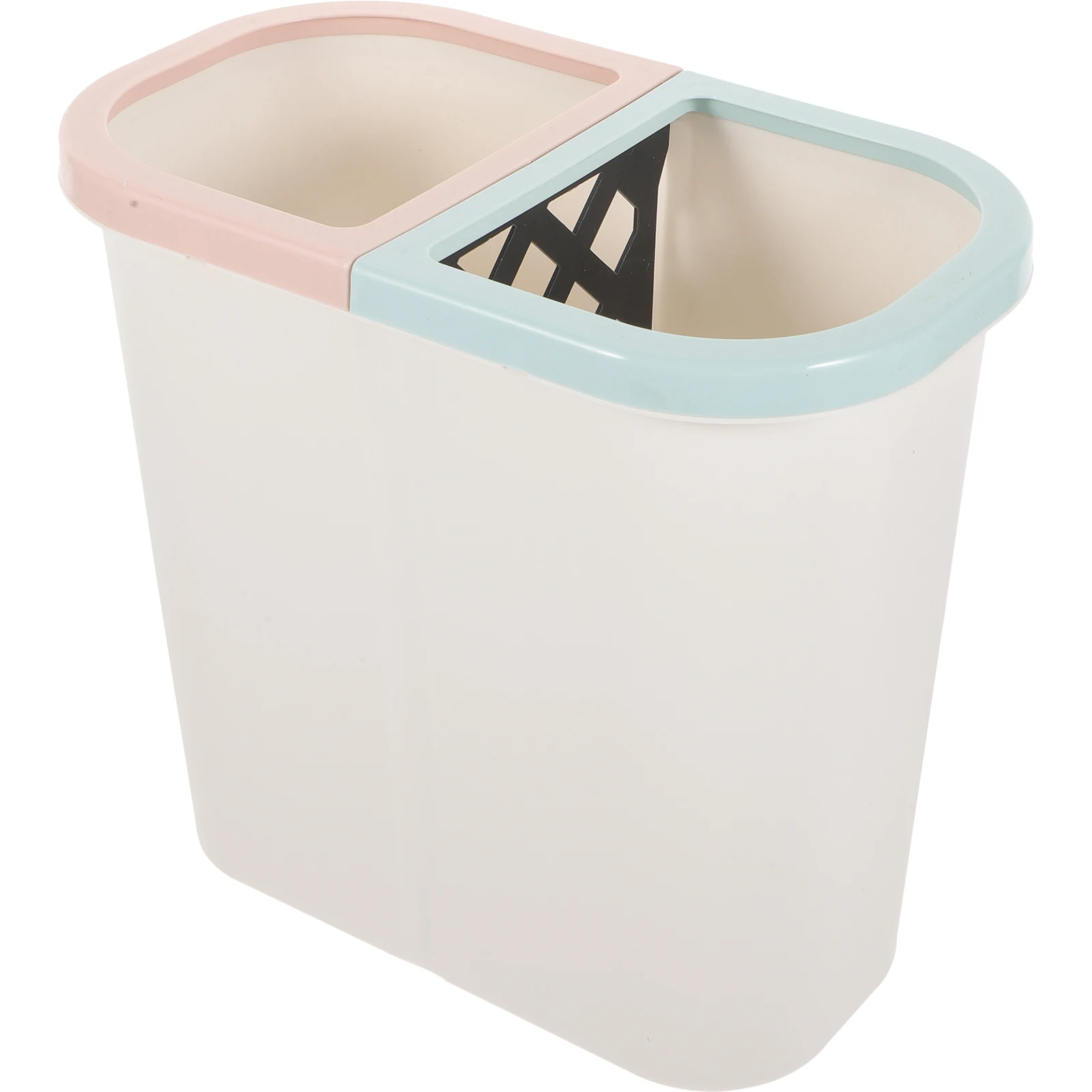

Dual Compartment Trash Can Plastic Waste Bin For Home Kitchen Bathroom Space-Saving White Pedal Garbage Container Big Opening