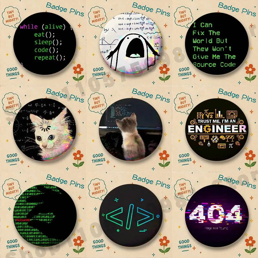 Programming Engineer Badges Cartoon Character Pins Brooch for Bag Shoes Decoration Jewelry Gifts
