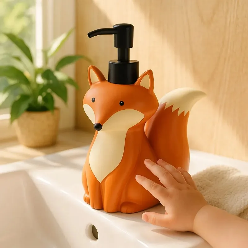

Cute Fox Soap Dispenser Bottle 320ML/500ML – Refillable Animal Design for Hand Soap, Shampoo, Shower Gel, Kids Bathroom Decor
