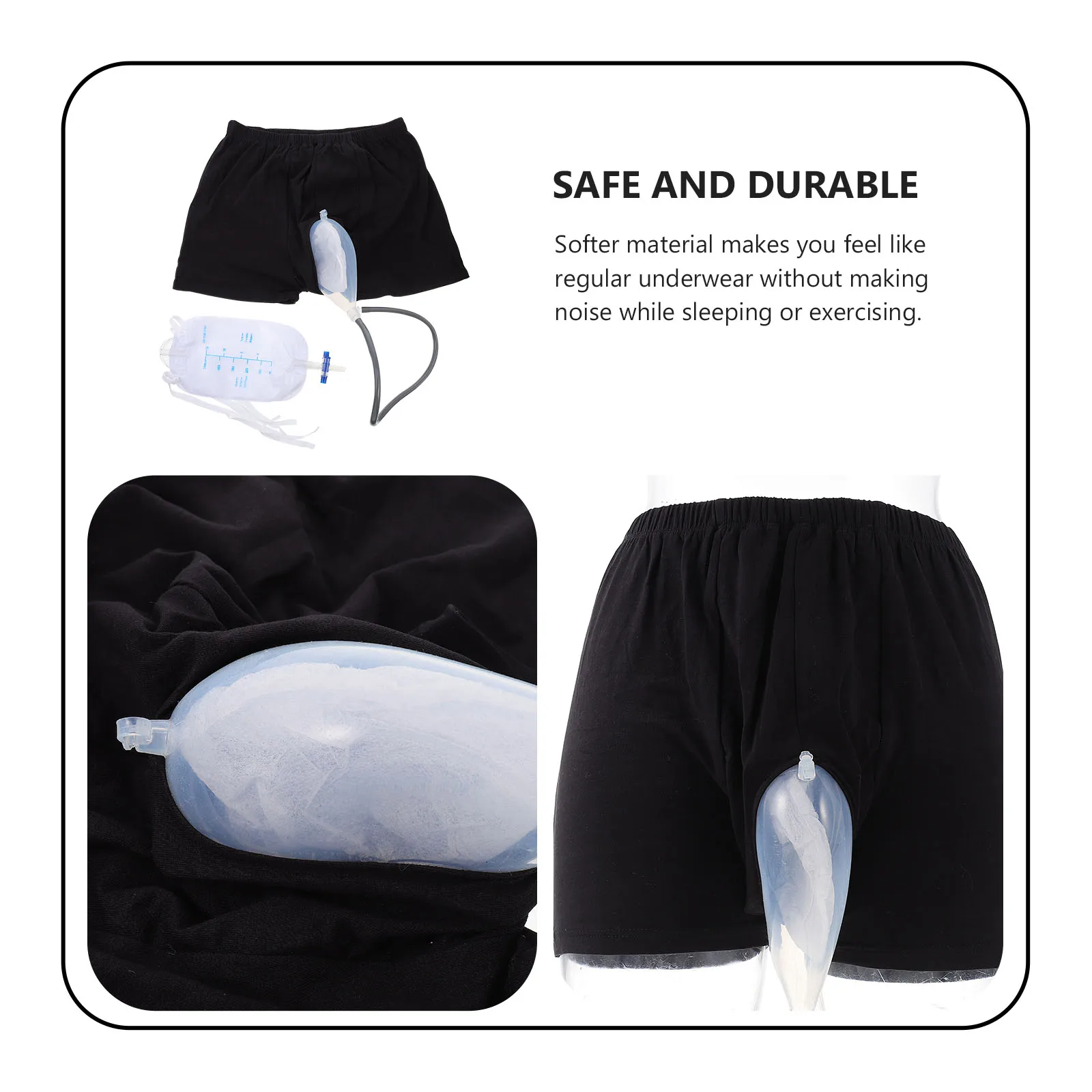 

Incontinence Underwear for Men 1 Set Anti Leak Waterproof Breathable Male Urinals Pants with Collection Bag Comfortable Support