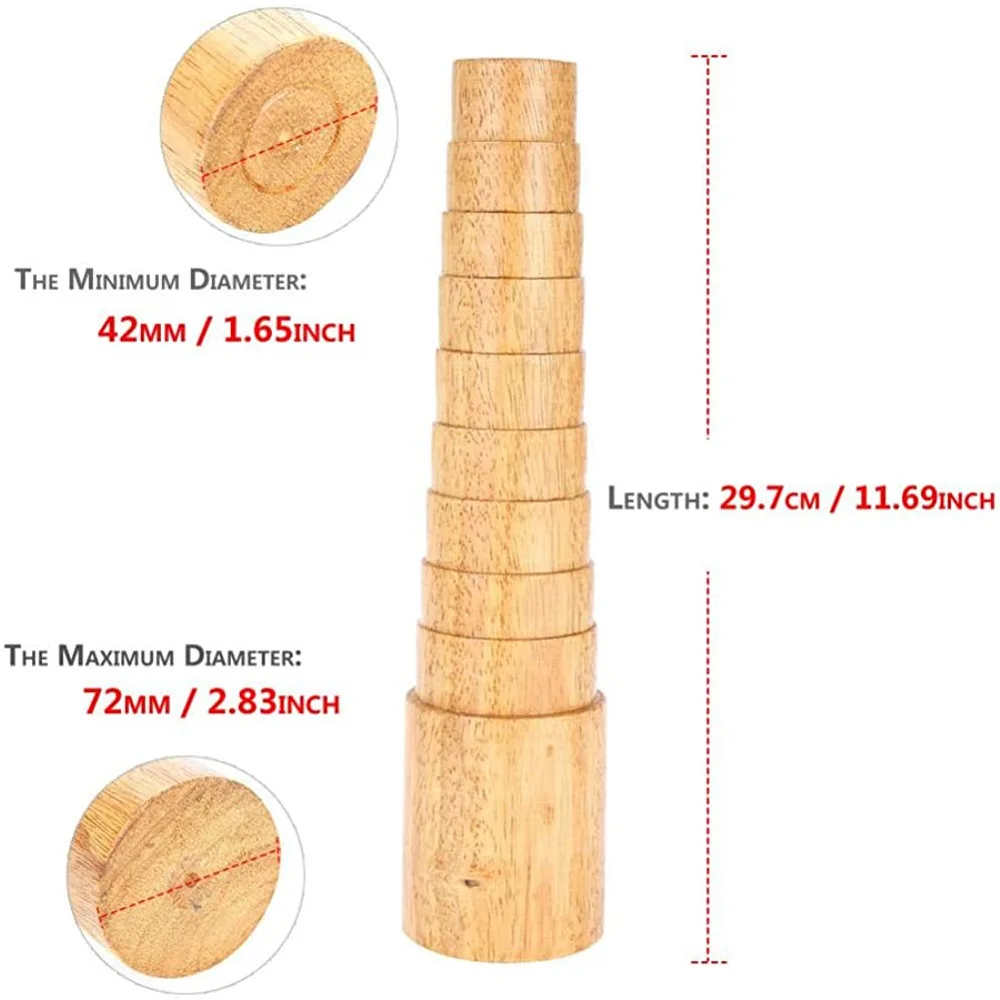 NIUPIKA Wooden Step Bracelet Sizer Measuring Mandrel Shaping Bracelet Jewelry Adjustment Making Tool & Wood