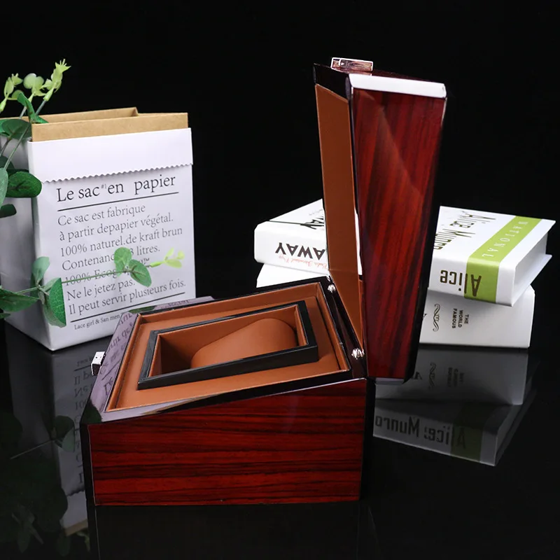 Wine Red Baked Paint High-end Wooden Wrist Watch Case Box Bracelet Box Storage Watch Stand Watch Gift Box