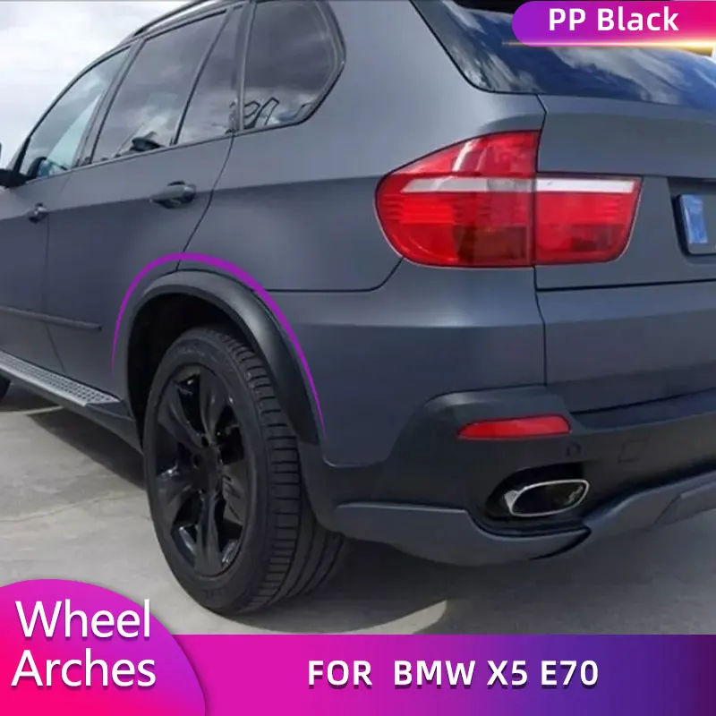 PP Black Wheel Arches Mouldings for BMW X5 E70 SUV 4-Door 2008-2013 Car Side Fender Flares Mudguards Wheel Eyebrows Body Kits