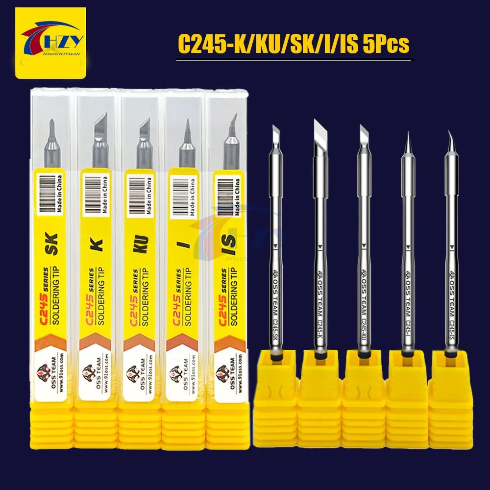 OSS C245 Soldering Iron Tip C245-K/KU/SK/I/IS Precision Welding Repair Kit Compatible for T90B HS02A T80P T245 Soldering Station