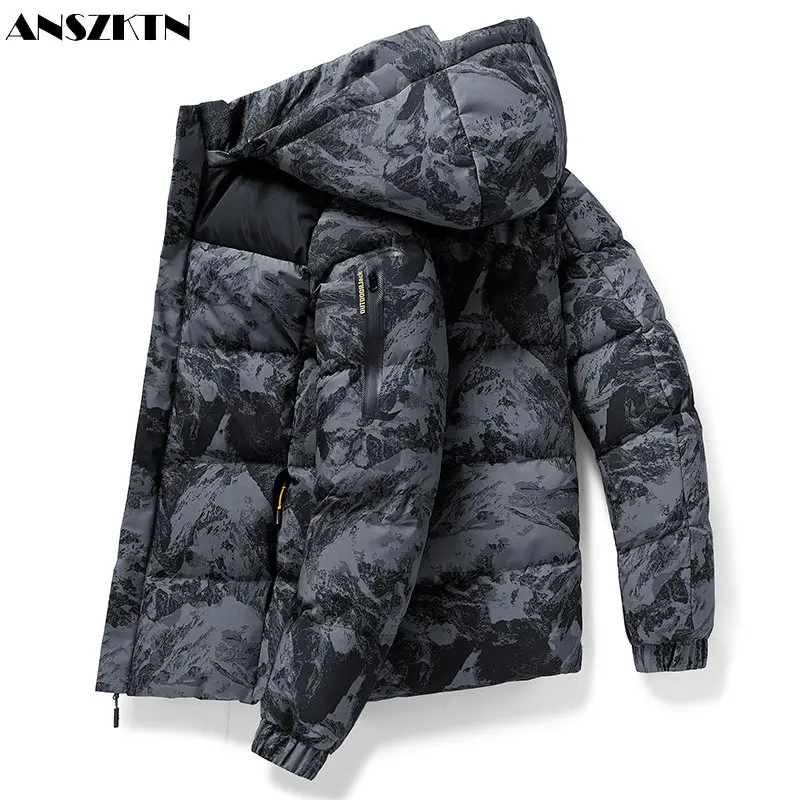 ANSZKTN-Chaqueta acolchada de camuflaje para hombre, abrigo informal, holgado y cálido, tendencia guapo, Invierno