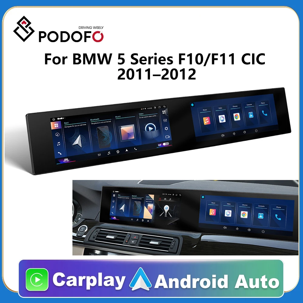 

Podofo 21 дюйм изогнутый экран авторадио CarPlay Android радио для BMW 5 серии F10 F11 CIC 2011-2012 двойной экран интеллектуальная система