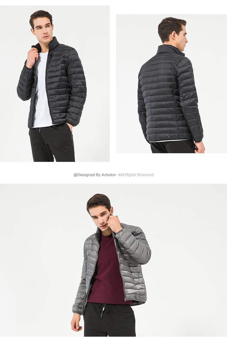 Men's 2024 New 90% White Duck Down Super Light Down Jacket Men's Lightweight Thermal Coat Hooded Feather Coat