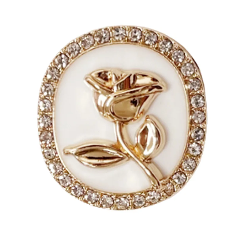 10pcs Metal Button Fashion Sewing Clothing Bag Coat Button High-Grade Rhinestones Decorative Rose Oval Button DIY Accessories