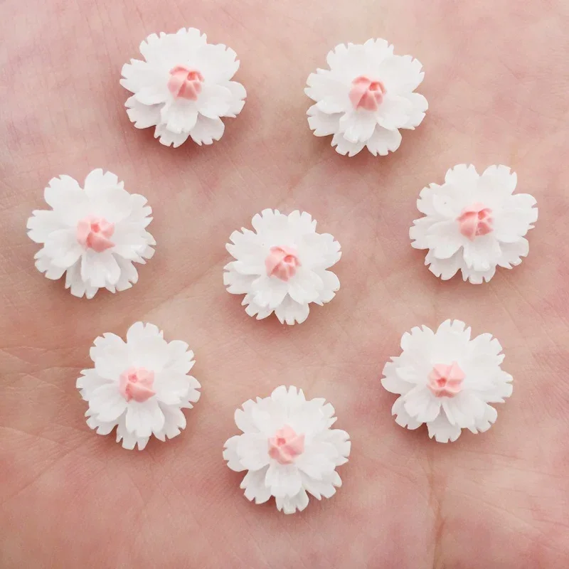 New 60pcs Resin 12mm Colorful 3D Flower Flatback Stone Scrapbook Wedding DIY Ornaments Applique Crafts G42