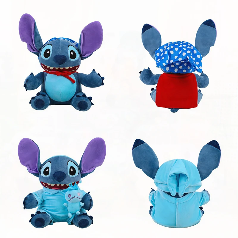 

Kawaii Disney Plush Toy Stitch in Pajamas with Cape Cute Stuffed Doll for Kids Birthday Gift Soft Filled Plushie for Children