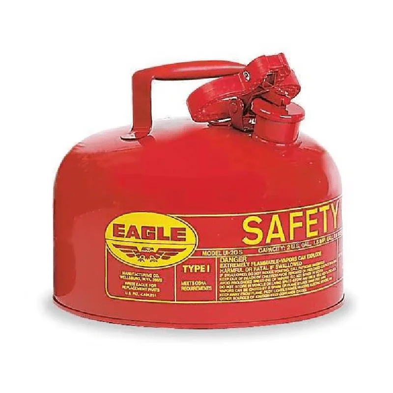 

Safety Can, Galvanized steel, 2 gal, Red, 11 1/4 in Dia., Flammables