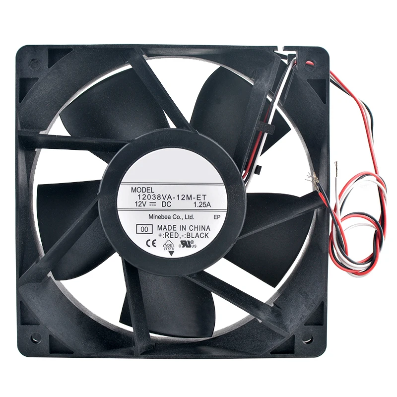 12038VA-12M-ET 12cm 120mm X 38mm DC12V 1.25A 3-Pin Double Ball Bearing Axial Flow Cooling Fan for Server Hardware Component