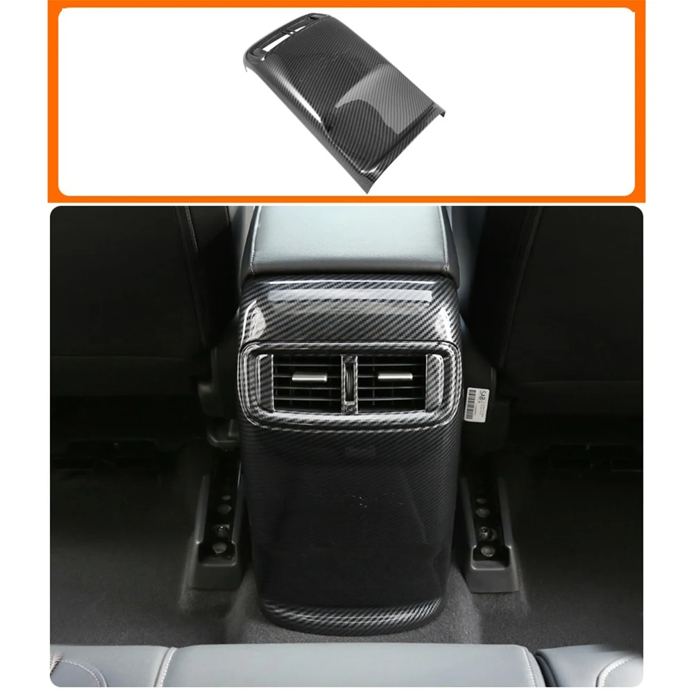 For Honda CRV CR-V 2017-2021 Rear Armrest Air Conditioning Outlet Anti-Kick Cover Trim Pad Carbon Fiber Accessories