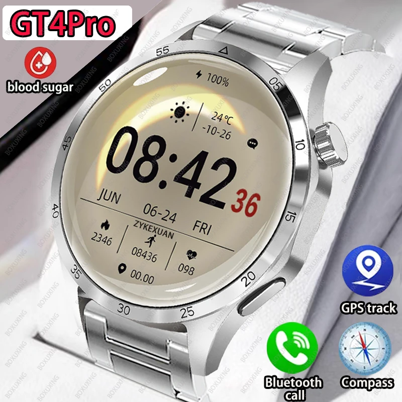 For Huawei GT4 PRO NFC GPS Smart Watch Men AMOLED HD Screen Bluetooth Call Watches Heart rate Blood Sugar Smartwatch Woman Man