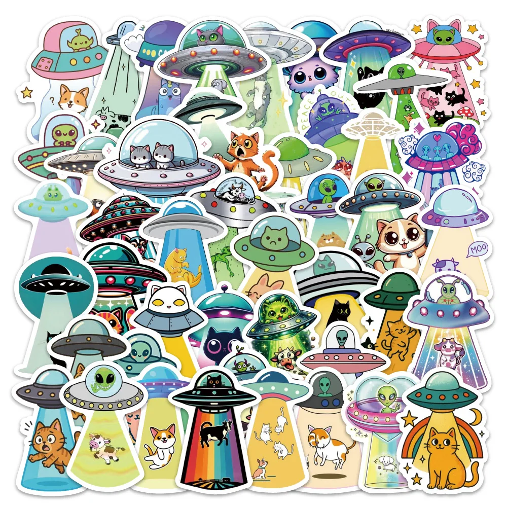 10/60PCS Alien UFO Animal Cartoon Graffiti Stickers Exquisite Sticker for Phone Computer Notebook Stationery DIY Toys Secret