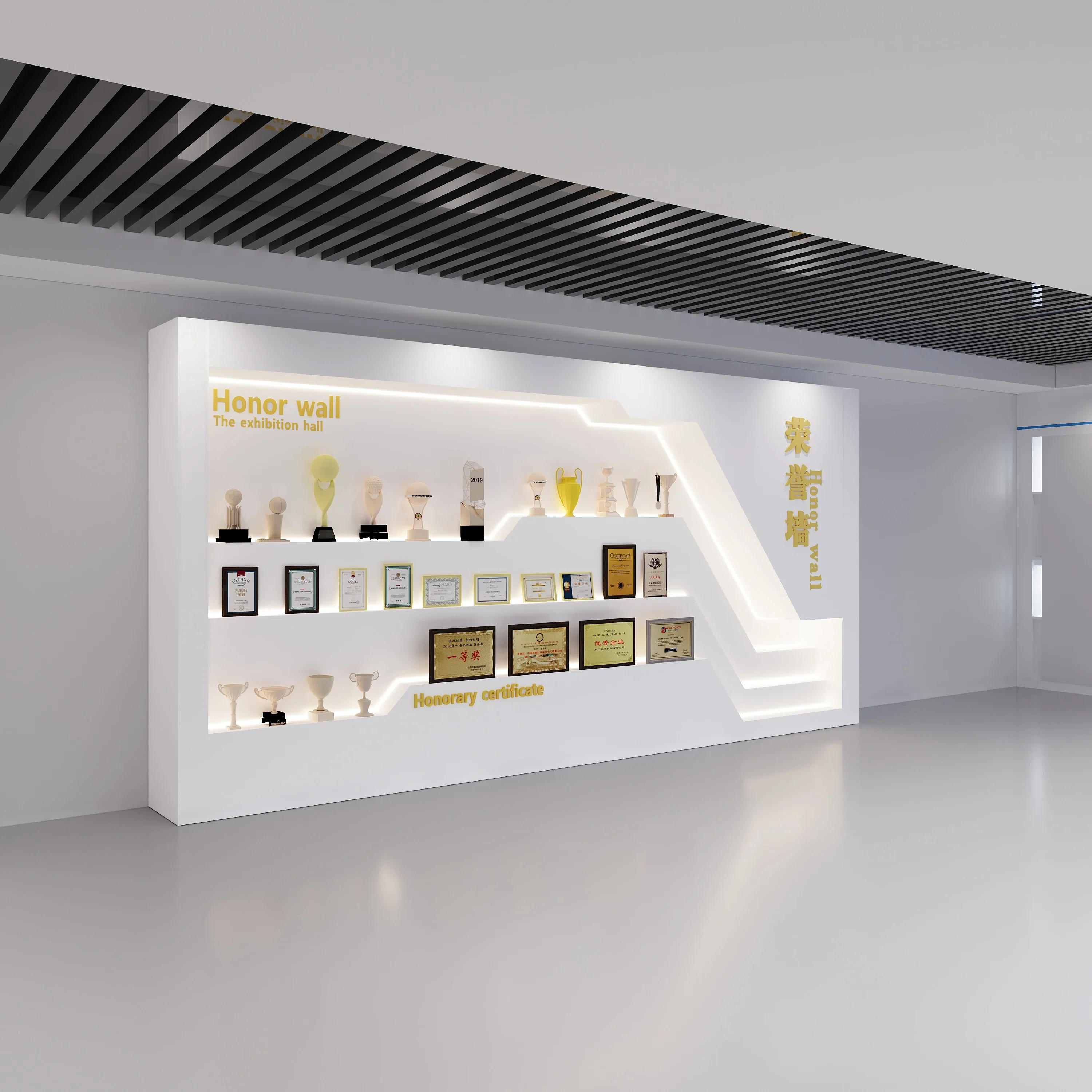 A Company Honor Wall Display Cabinet Exhibition Hall Sample Display Cabinet Trophy Medal Display Rack Custom Painted