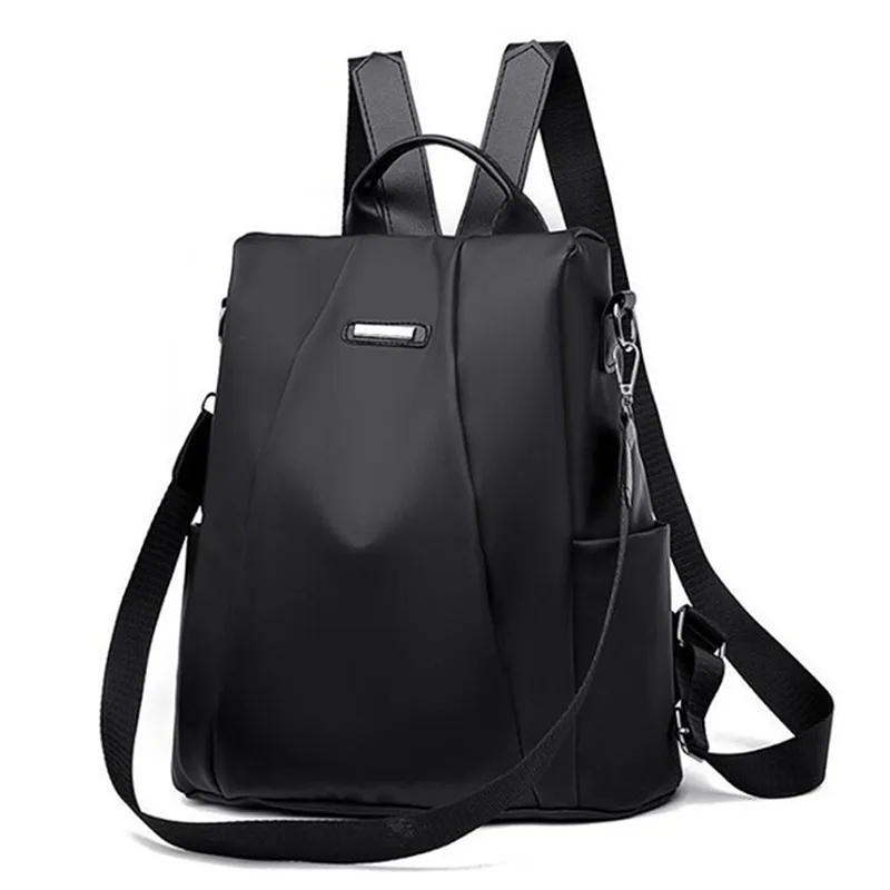 

New Women's Multifunction Backpack Casual Nylon Solid Color School Bag For Girls Fashion Detachable Strap Travel Shoulder Bag