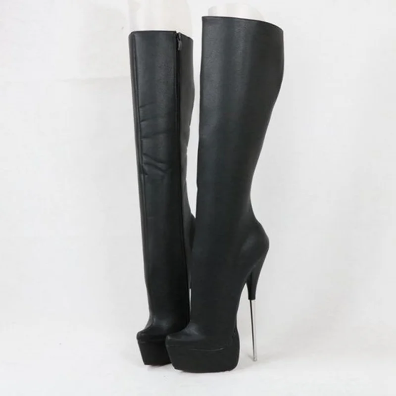 

Black Knee High Zipper Platform Boots Thin High Heel Novel Style Fashionable Sexy Woman Shoes Winter Party Zapatillas Mujer