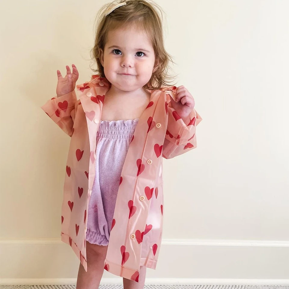 KS Baby Girls Raincoat Children's Clothing Animal Cherry Lemon Pattern Waterproof Poncho Kindergarten Rainsuit Kids Baby Clothes