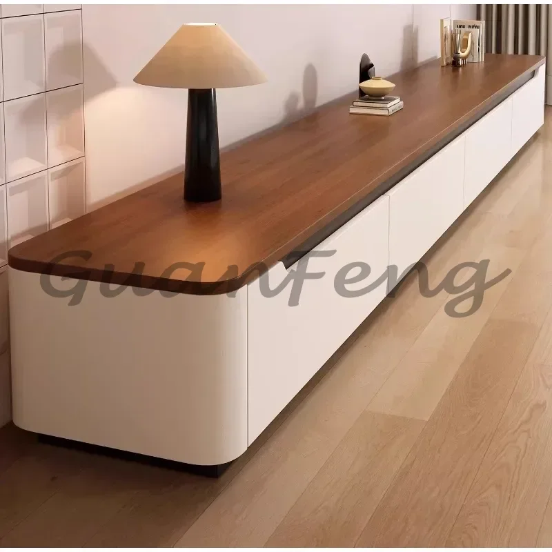 Modern Simple Floor-Standing Solid Wood TV Stand Living Room TV Cabinet Multi-function as Coffee Table