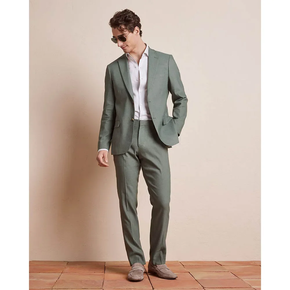 

Solid Color Smart Business Men's Suits 2 PCS Set Blazer Pants Single Breasted Notch Lapel Slim Fit Luxury Outfits Male Clothing