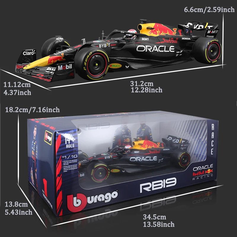 Bburago 1:18 2023 Red Bull RB19 Racing Model Champion World Diecast Alloy  Cars For Adults