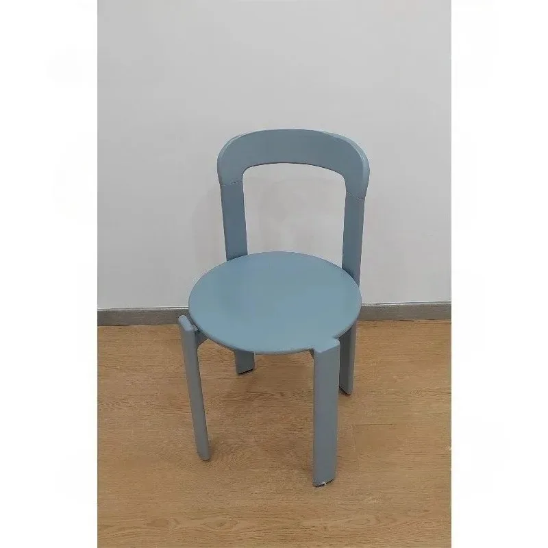 Nordic Beech Solid Wood Plywood Dining Stackable Vintage Rey Curved Backrest Swiss Chair
