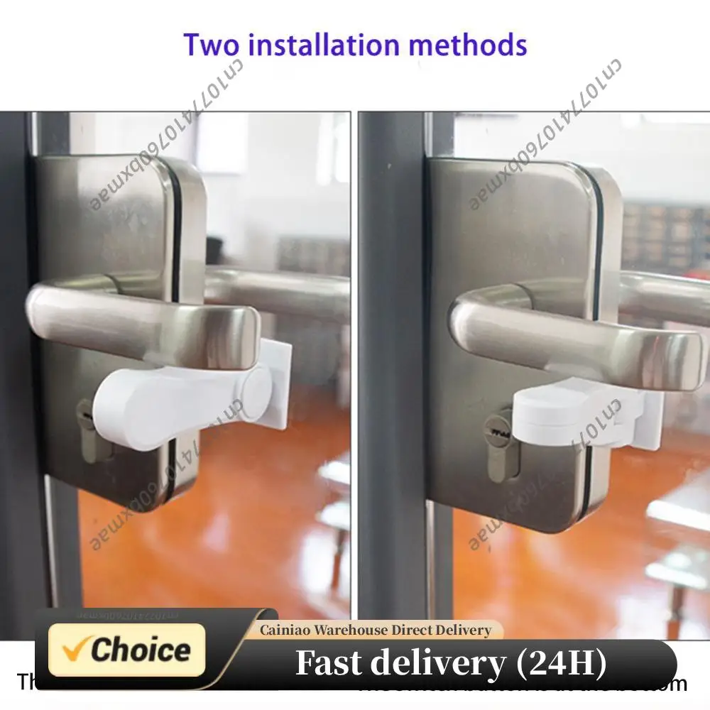 Child Safe Door Lever Lock 180 Degree Rotating Cabinet Lock Self Adhesive Window Door Handle Lock for Window Door Cabinet