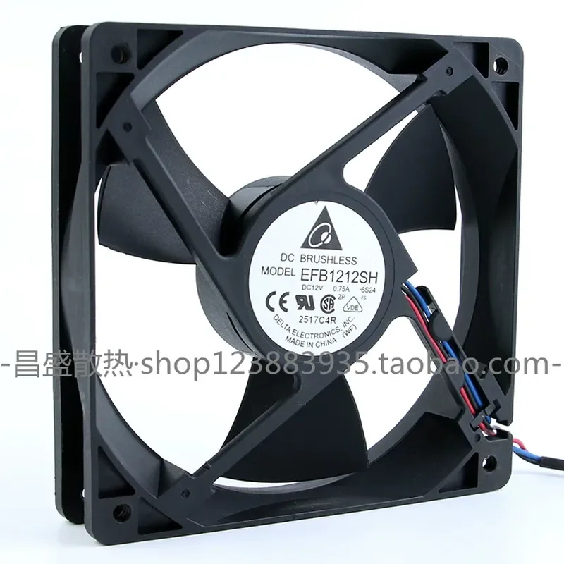 for Delta EFB1212SH 12025 12cm Cabinet Server Fan 12V 0.75A
