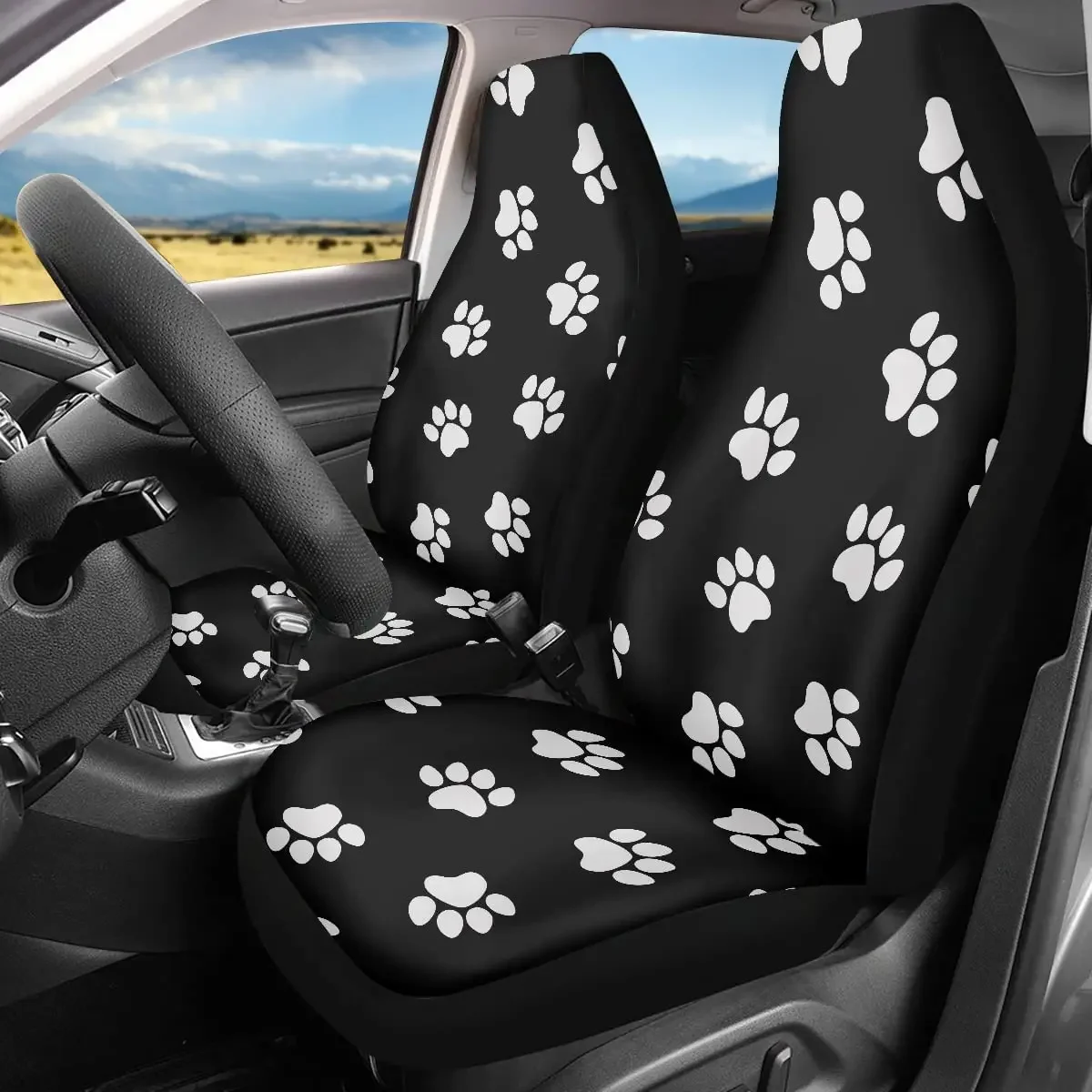 Pehede Seat Covers for SUV Black Paw Pattern Animal Footprint Durable Car Seat Protectors,Interior Covers for Auto Truck Van SUV