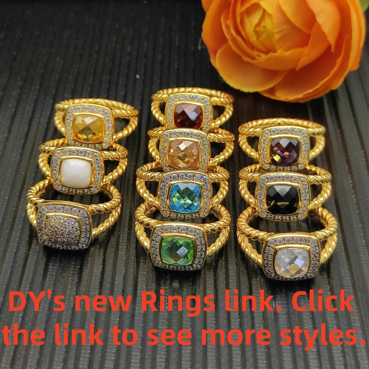 

2025 Christmas New DY Simple Elegant Ring Smooth Finish Unisex Gift Contemporary Style Colored Crystal