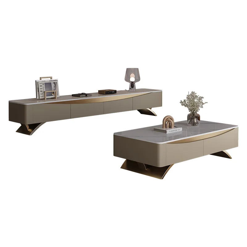 

Coffee table combination size apartment light luxury marble modern household coffee table TV cabinet