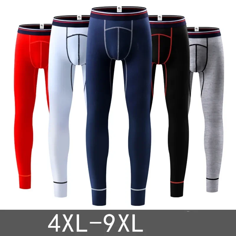 Mens Long Johns Cotton Underwear Plus Size 5XL 6XL 7XL 8XL 9XL 150KG Warm Slim Leggings Skinny Boxer Autumn Winter Render Pants