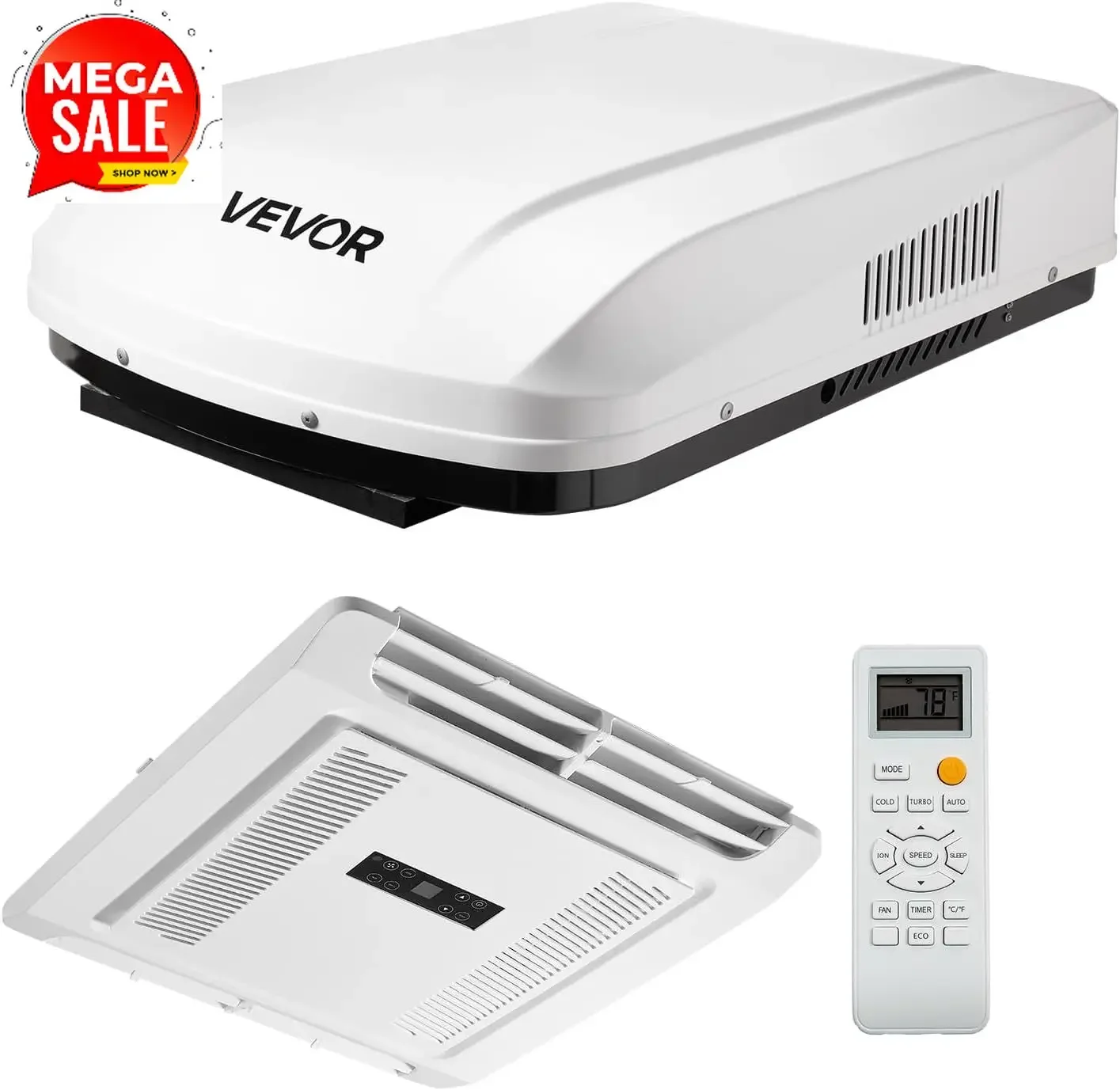 RV Air Conditioner, 15000 BTU RV AC Unit, 120V Non-Ducted Rooftop Air Conditioner with Heat Pump and Cooling, Variable Speed