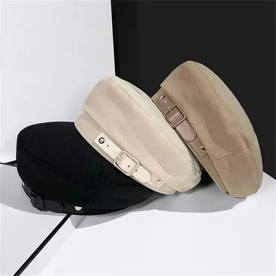 Autumn And Winter Women\'s Fashion Pure Color Beret Hat Retro Versatile Painter Hat Artistic Elegant Temperament Octagonal Hat