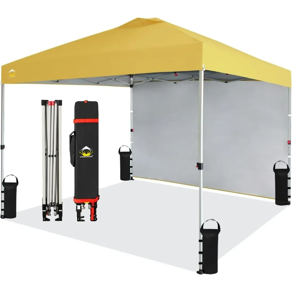 

10x10 Pop Up Canopy with 1 Side Wall - Beach Tent with One Push Setup - Outdoor Sun Shade for Events, Parties, Camping